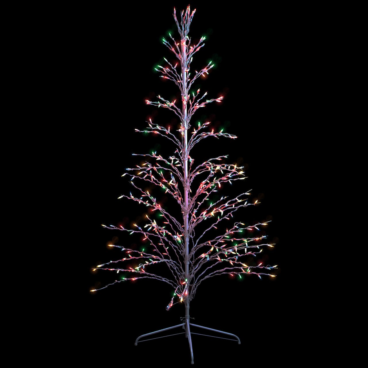 6ft. Pre-Lit White Cascade Twig Artificial Christmas Tree, Multicolor Lights